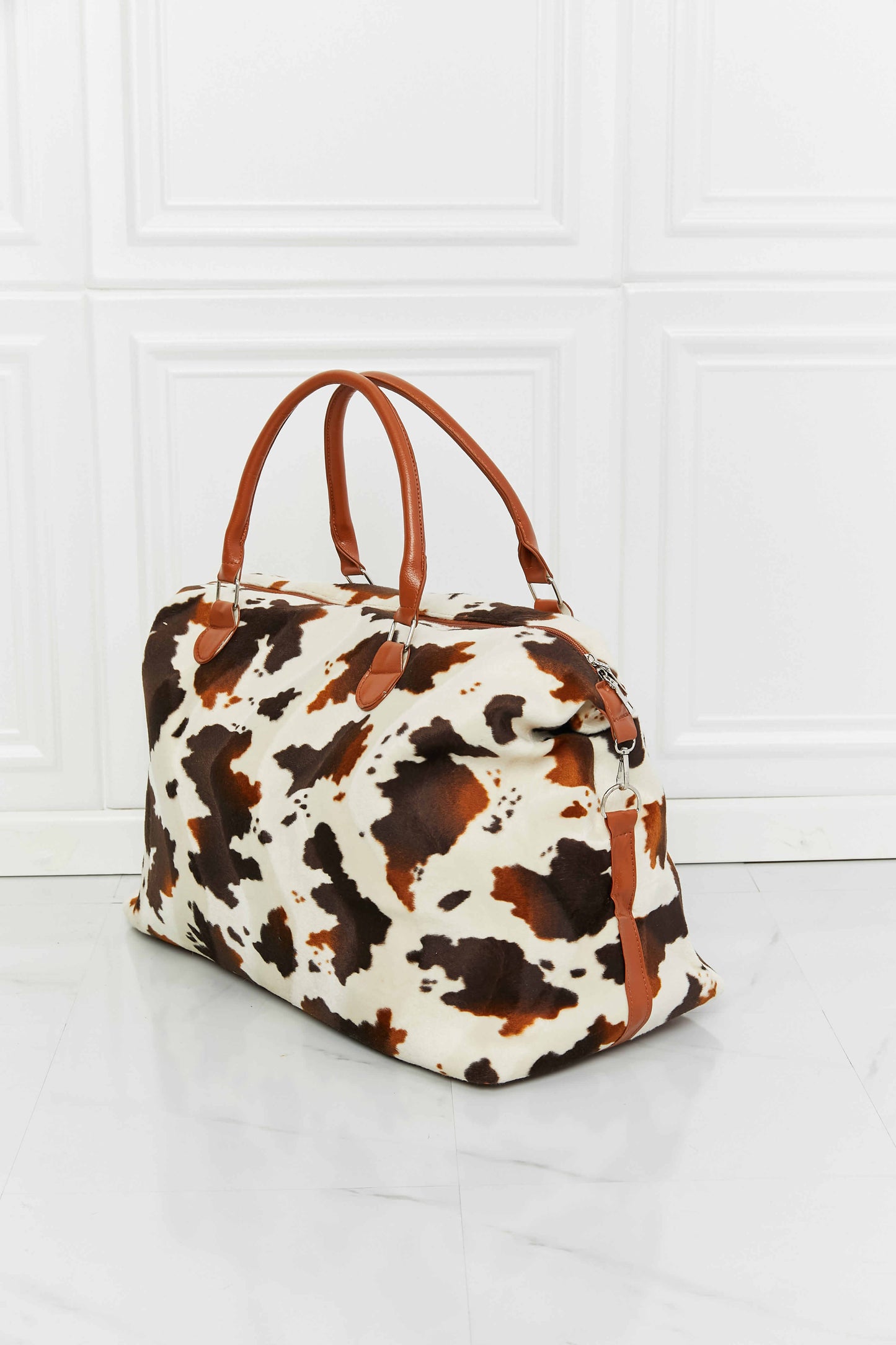 Zoey Animal Print Plush Medium Sized Weekender Bag