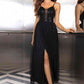 Spaghetti Strap Slit Mesh Dress