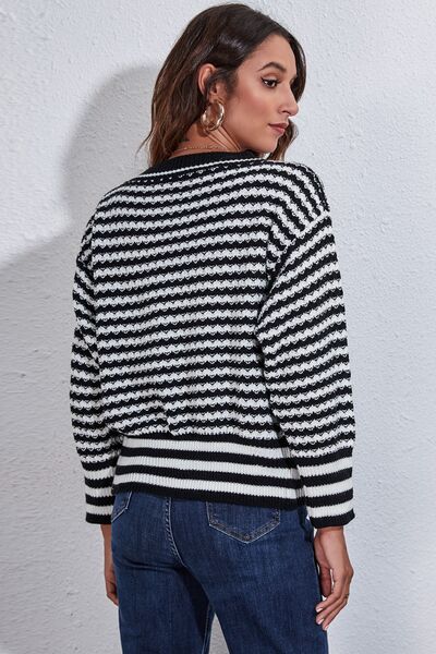 Women's Isla Striped V-Neck Knit Top