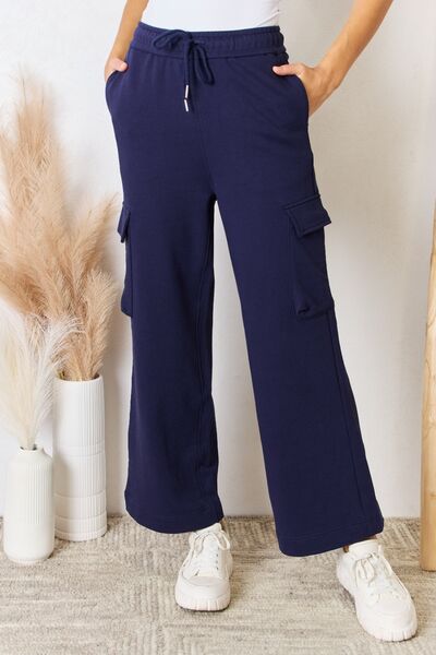RISEN Drawstring Relaxed Cargo Wide Leg Pants *