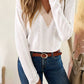 Eyelet V-Neck Dropped Shoulder T-Shirt