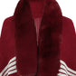One Size Striped Fringe Detail Long Sleeve Poncho