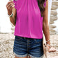 Frill Ruched Mock Neck Sleeveless Blouse