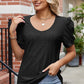 Eyelet Ruffled Round Neck T-Shirt