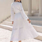 Amelia Tie Neck Long Sleeve Midi Tiered Dress