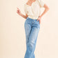 And The Why Cotton Gauze Back Waist Tie Cropped Blouse