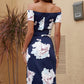 Women's Full Size Printed Off-Shoulder Split Dress