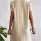 Decorative Button Asymmetrical Neck Short Sleeve Dress