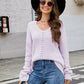 Openwork Dropped Shoulder Long Sleeve Sweater