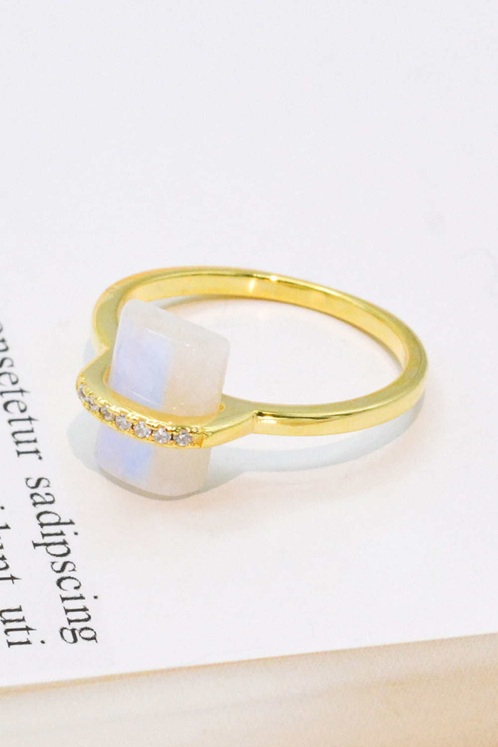 Women's Natural Moonstone Platinum-Plated Ring