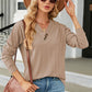 Decorative Button V-Neck Long Sleeve T-Shirt