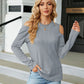 Full Size Dropped Shoulder Long Sleeve Blouse