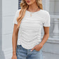 Eyelet Ruched Round Neck Short Sleeve T-Shirt