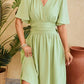 Ruched Surplice Short Sleeve Dress