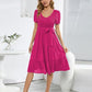 Smocked Tie Front Short Sleeve Tiered Dress