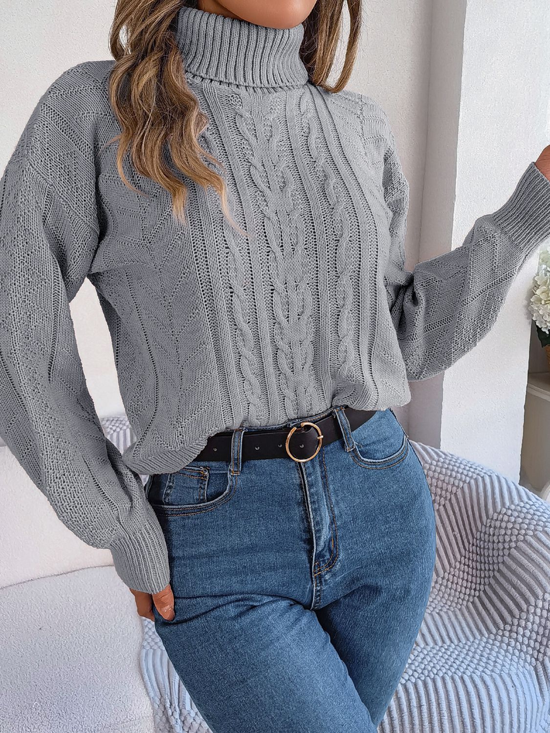 Hannah Lea Cable-Knit Turtleneck Sweater 🦋