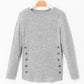 Decorative Button Round Neck Long Sleeve Top