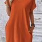 Pocketed Round Neck Short Sleeve Dress