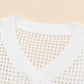 Openwork V-Neck Dropped Shoulder Knit Top