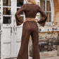 Tied Flare Sleeve Top and Pants Set