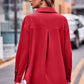 Full Size Dropped Shoulder Longline Shirt with Pockets