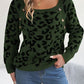 BodaciousBabe Leopard Buttoned Square Neck Sweater