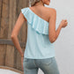 Full Size Eyelet One-Shoulder Tank