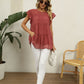 Full Size Swiss Dot Round Neck Tiered Blouse