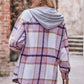 Full Size Plaid Dropped Shoulder Hooded Jacket