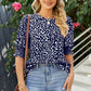 Polka Dot Round Neck Lantern Sleeve Blouse