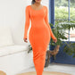 Round Neck Long Sleeve Maxi Wrap Dress