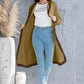 Button Up Contrast Trim Hooded Cardigan