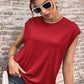 Women's Round Neck Cap Sleeve Top