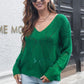 TrendiStyles Openwork V-Neck Dropped Shoulder Sweater 🦋
