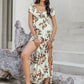 Tied Slit Floral Short Sleeve Dress