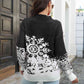 KnittedEmporium Christmas Snowflake Pattern Mock Neck Sweater