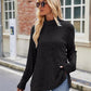 Laken Jay Ribbed Turtleneck Long Sleeve Slit Knit Top