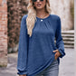 Long Flounce Sleeve Round Neck Blouse