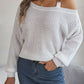 Allissa Asymmetrical Neck Cold Shoulder Long Sleeve Sweater