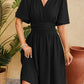 Ruched Surplice Short Sleeve Dress