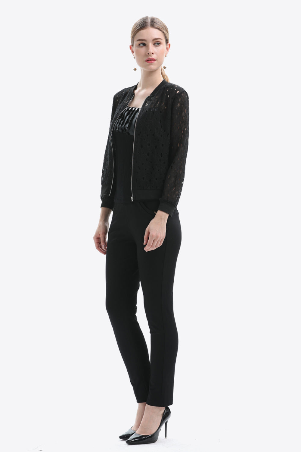 Women's Openwork Zip Up Jacket