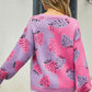 Sophia & Grace Printed V-Neck Button-Down Long Sleeve Cardigan