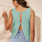 Women's Buttoned Cutout Ribbed Trim Knit Tank