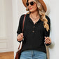 Full Size Half-Button Dropped Shoulder Hoodie