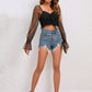 Drawstring Flounce Sleeve Cropped Top