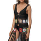 One Size Openwork Fringe Detail Embroidery Sleeveless Cover-Up