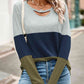 Color Block Cutout Round Neck Long Sleeve T-Shirt