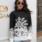 KnittedEmporium Christmas Snowflake Pattern Mock Neck Sweater