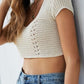 Lace-Up Openwork Square Neck Sweater