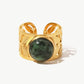 18k Women's Gold Plated Malachite Leaf Ring